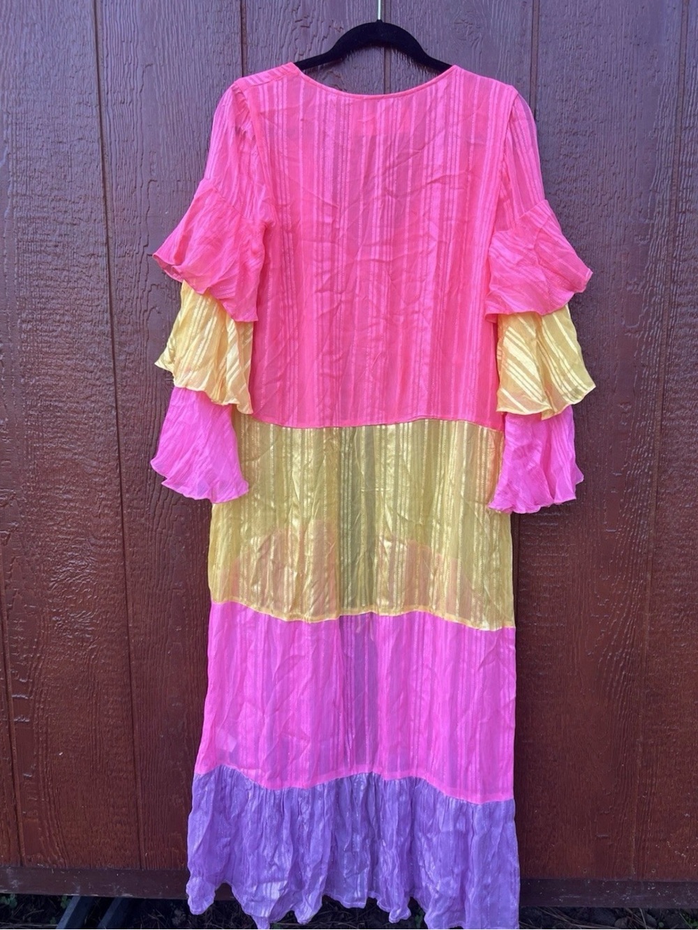 Sundress Ella Kimono Cover Up Pink Yellow Purple Stripe Boho Resort XS S - Picture 3 of 8